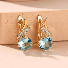 Vintage Aqua Stone Drop Dangle Earrings