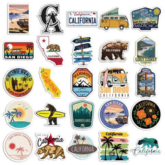 50pcs California Vinyl Stickers for Water Bottle Laptop
