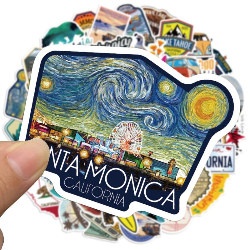 50pcs California Vinyl Stickers for Water Bottle Laptop