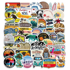 50pcs California Vinyl Stickers for Water Bottle Laptop