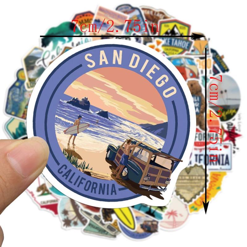 50pcs California Vinyl Stickers for Water Bottle Laptop