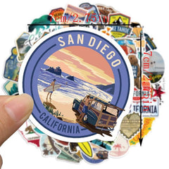 50pcs California Vinyl Stickers for Water Bottle Laptop