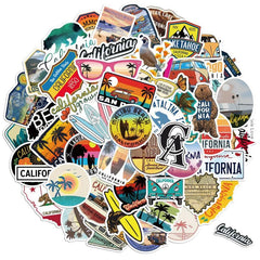 50pcs California Vinyl Stickers for Water Bottle Laptop