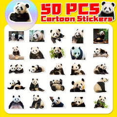 50pcs Cartoon Panda Stickers for Stationery Laptops Water Cups Mobile Cases