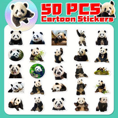 50pcs Cartoon Panda Stickers for Stationery Laptops Water Cups Mobile Cases