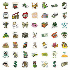 50pcs Money Stickers Planner Scrapbooks Water Bottles Dollar Signs