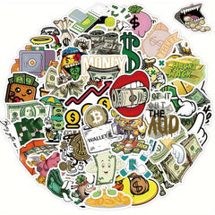50pcs Money Stickers Planner Scrapbooks Water Bottles Dollar Signs