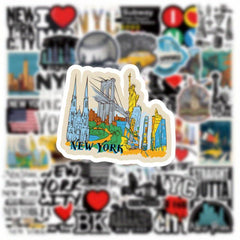 53pcs York City Aesthetics Vinyl Waterproof Stickers for Water Bottle Laptop
