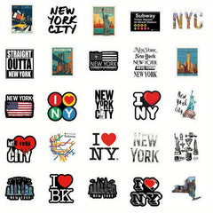 53pcs York City Aesthetics Vinyl Waterproof Stickers for Water Bottle Laptop