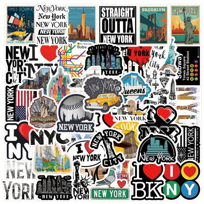 53pcs York City Aesthetics Vinyl Waterproof Stickers for Water Bottle Laptop