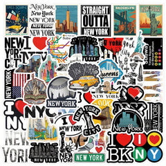 53pcs York City Aesthetics Vinyl Waterproof Stickers for Water Bottle Laptop