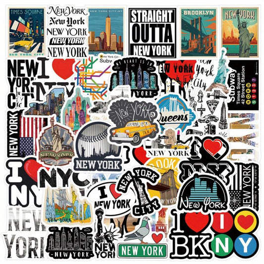 53pcs York City Aesthetics Vinyl Waterproof Stickers for Water Bottle Laptop