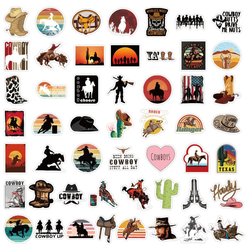 55pcs Cowgirl Cowboy Stickers Pink Hat Boots Decals Gift