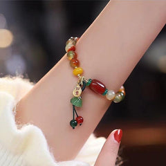 Colorful Natural Stone Ethnic Style Lotus Bracelet for Friends