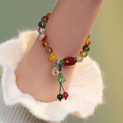 Colorful Natural Stone Ethnic Style Lotus Bracelet for Friends