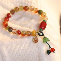 Colorful Natural Stone Ethnic Style Lotus Bracelet for Friends