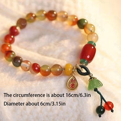 Colorful Natural Stone Ethnic Style Lotus Bracelet for Friends