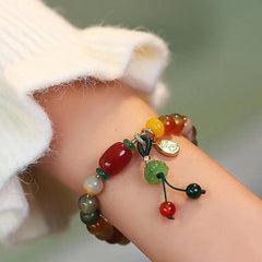 Colorful Natural Stone Ethnic Style Lotus Bracelet for Friends