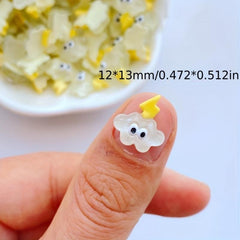 10pcs Cartoon Lightning Cloud Nail Rhinestones Gems Glitter Nail Art Jewelry