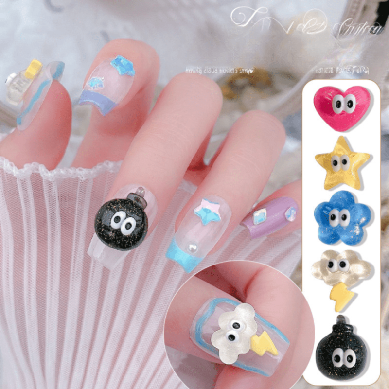 10pcs Cartoon Lightning Cloud Nail Rhinestones Gems Glitter Nail Art Jewelry