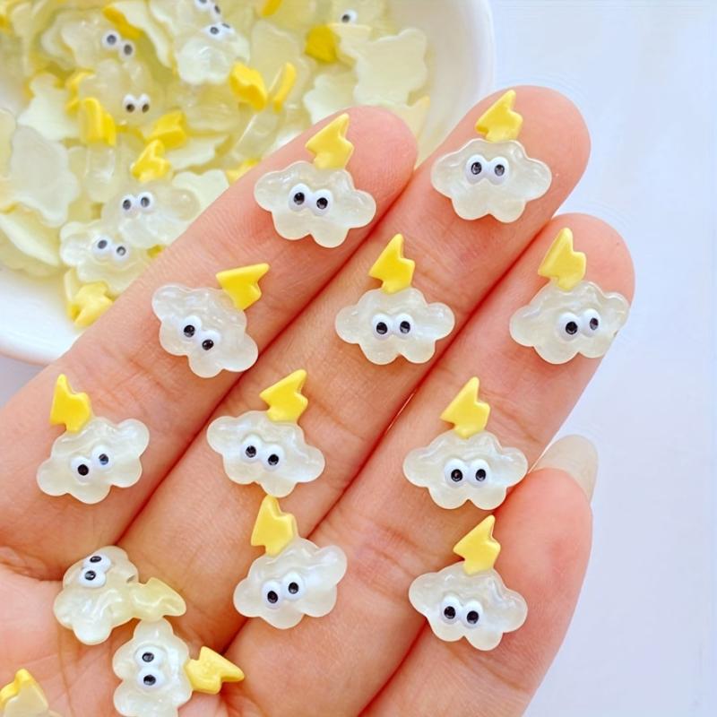 10pcs Cartoon Lightning Cloud Nail Rhinestones Gems Glitter Nail Art Jewelry