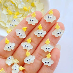10pcs Cartoon Lightning Cloud Nail Rhinestones Gems Glitter Nail Art Jewelry