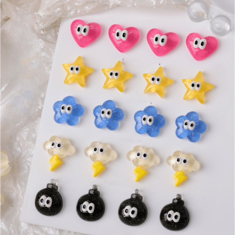 10pcs Cartoon Lightning Cloud Nail Rhinestones Gems Glitter Nail Art Jewelry