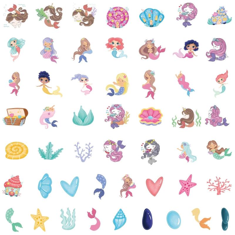 50pcs Mermaid Cartoon Doodle Sticker DIY Creative Toy