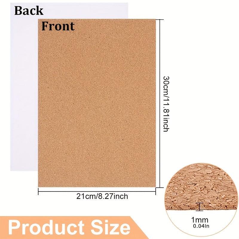 Self-Adhesive Cork Sheets 1mm Thick A4 - Set of 2