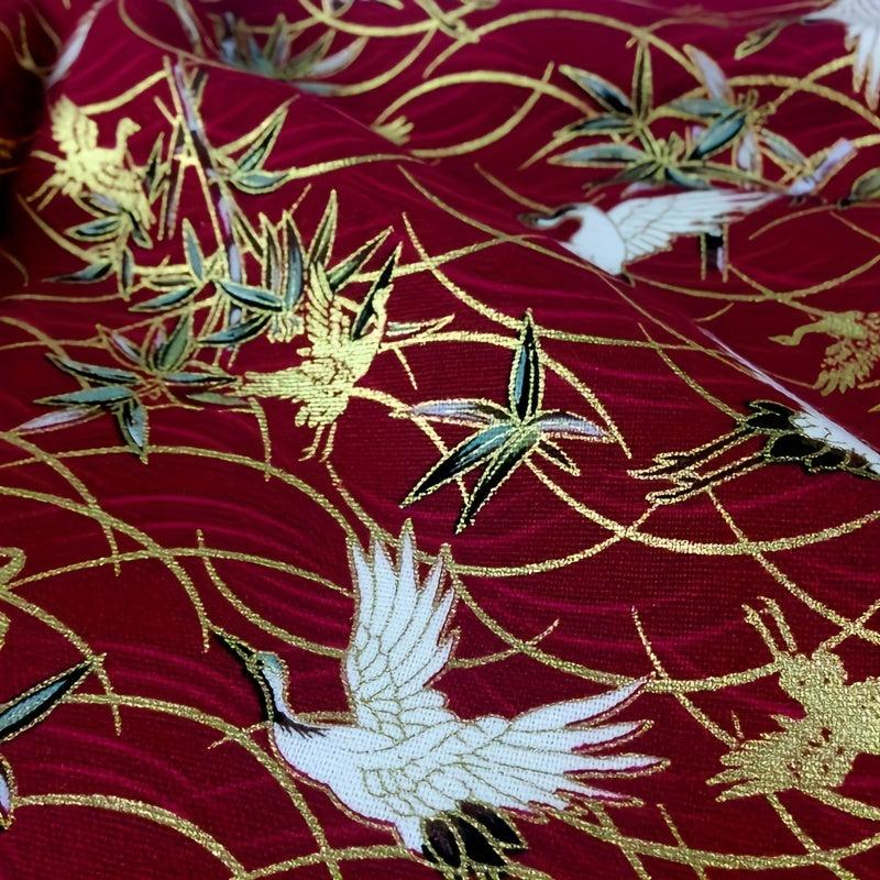 5pcs 9.8x9.8in Cotton Patches Hot Stamped Cloud Crane DIY