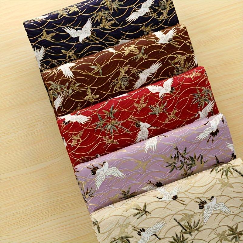 5pcs 9.8x9.8in Cotton Patches Hot Stamped Cloud Crane DIY