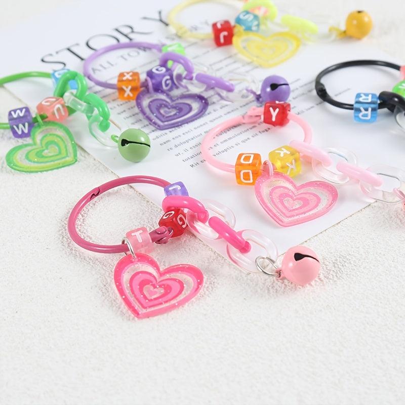 Pink Love Pendant DIY Children's Chain Beaded Keychain Bell Pendant