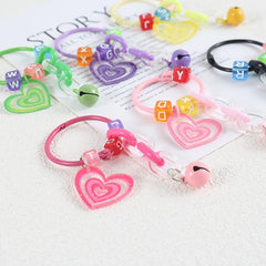 Pink Love Pendant DIY Children's Chain Beaded Keychain Bell Pendant