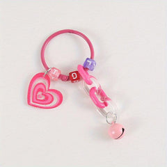 Pink Love Pendant DIY Children's Chain Beaded Keychain Bell Pendant