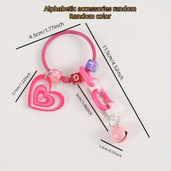 Pink Love Pendant DIY Children's Chain Beaded Keychain Bell Pendant
