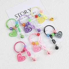 Pink Love Pendant DIY Children's Chain Beaded Keychain Bell Pendant
