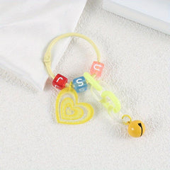 Pink Love Pendant DIY Children's Chain Beaded Keychain Bell Pendant