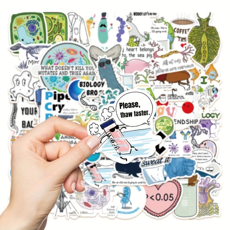 50pcs Funny Bio Science Stickers Phone Laptop Water Cup Waterproof Decorative