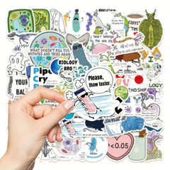 50pcs Funny Bio Science Stickers Phone Laptop Water Cup Waterproof Decorative