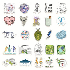 50pcs Funny Bio Science Stickers Phone Laptop Water Cup Waterproof Decorative