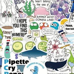 50pcs Funny Bio Science Stickers Phone Laptop Water Cup Waterproof Decorative