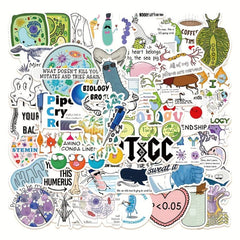 50pcs Funny Bio Science Stickers Phone Laptop Water Cup Waterproof Decorative