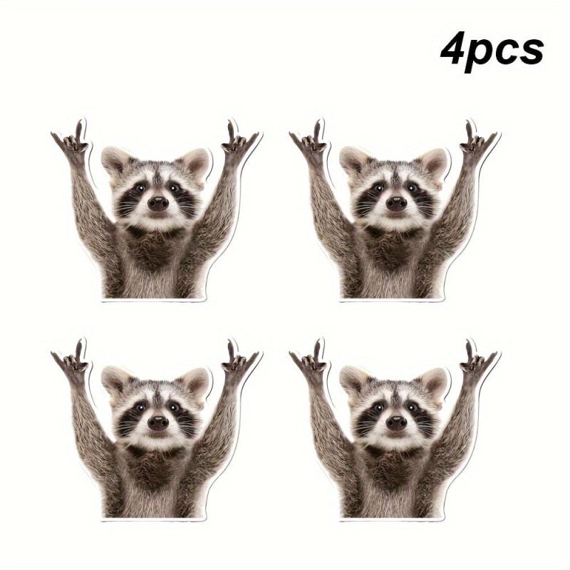 4pcs Rocking Raccoon Waterproof Stickers for Cars Bumper Laptops Skateboard