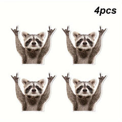 4pcs Rocking Raccoon Waterproof Stickers for Cars Bumper Laptops Skateboard