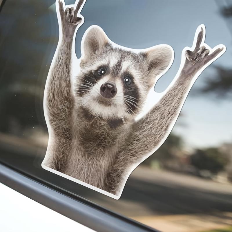 4pcs Rocking Raccoon Waterproof Stickers for Cars Bumper Laptops Skateboard