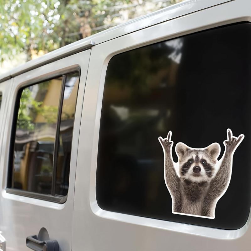 4pcs Rocking Raccoon Waterproof Stickers for Cars Bumper Laptops Skateboard