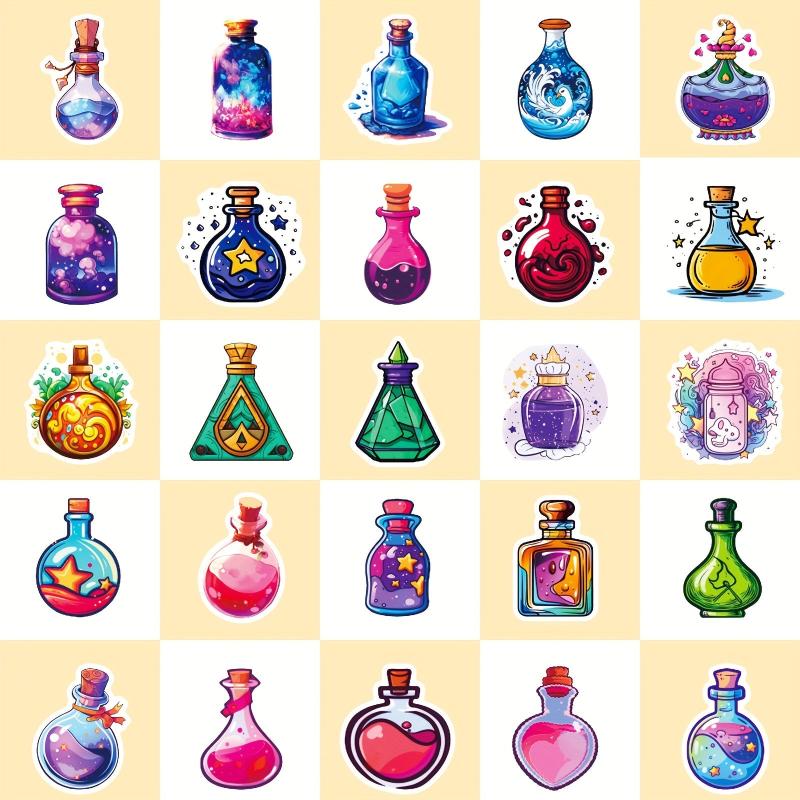 50pcs Magic Bottle Stickers Waterproof DIY for Water Bottle Laptop