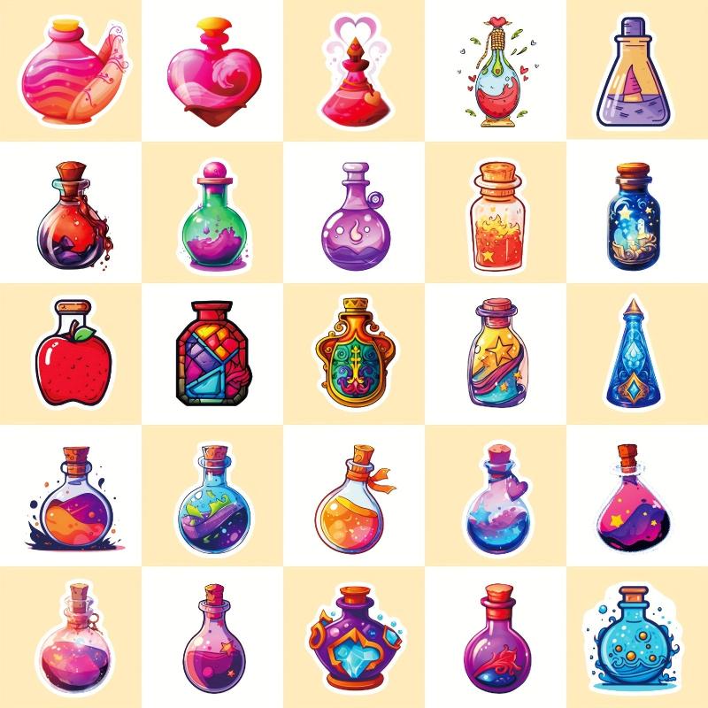 50pcs Magic Bottle Stickers Waterproof DIY for Water Bottle Laptop