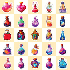 50pcs Magic Bottle Stickers Waterproof DIY for Water Bottle Laptop