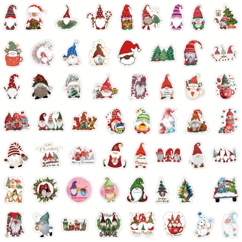 108 Christmas Gnome Waterproof Vinyl Stickers Pack for Water Bottle Laptop Phone